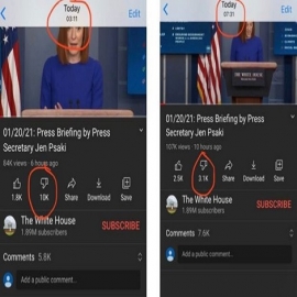 YouTube habría BORRADO miles de «No me gusta» del canal de la Casa Blanca