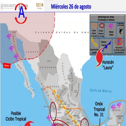 Clima hoy para Cancún y Quintana Roo 26 de agosto de 2020