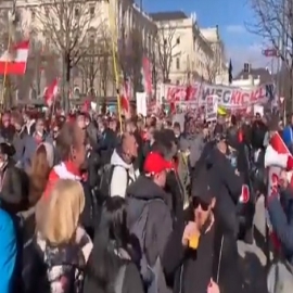 Protestas masivas en Viena contra las restricciones impuestas por el gobierno con la excusa del virus