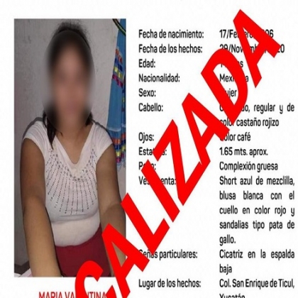 Yucatán: Luego de tres días extraviada, localizan a menor de 14 años de Ticul