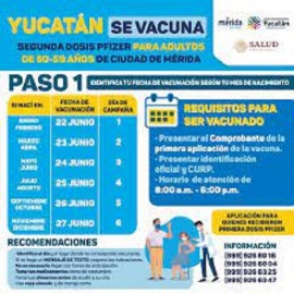 El miércoles 29 de septiembre se aplicará únicamente la segunda dosis de la vacuna Pfizer contra el Coronavirus en Mérida