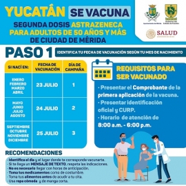 Del 25 al 30 de octubre, se estará vacunando con segunda dosis a personas de 30 a 39 años y de 18 a 29 años que viven en 69 municipios