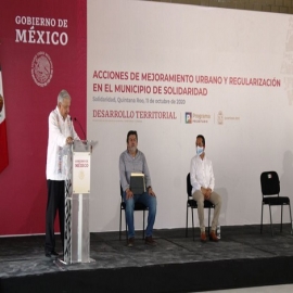 Playa del Carmen: Supervisa AMLO obras y promete regularizar predios