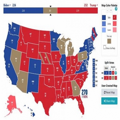Actualización actual de los resultados electorales reales: el presidente Trump lidera en el colegio electoral con más caminos hacia la victoria que Biden