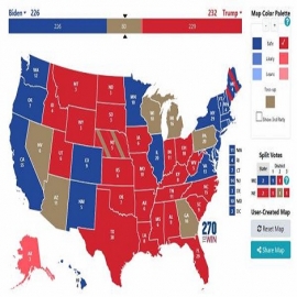 Actualización actual de los resultados electorales reales: el presidente Trump lidera en el colegio electoral con más caminos hacia la victoria que Biden