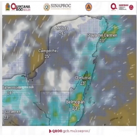 ((AVISO)) Debido al próximo desplazamiento del Frente Frío número 28 y a la Vaguada Prefrontal que estará afectando al Estado de Quintana Roo, a partir de la tarde del día viernes.