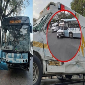 Captan choque entre ambulancia y camión que no respetó la preferencia