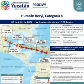 Ante proximidad de Beryl prepara Protección Civil de Yucatán refugios y logística de evacuación